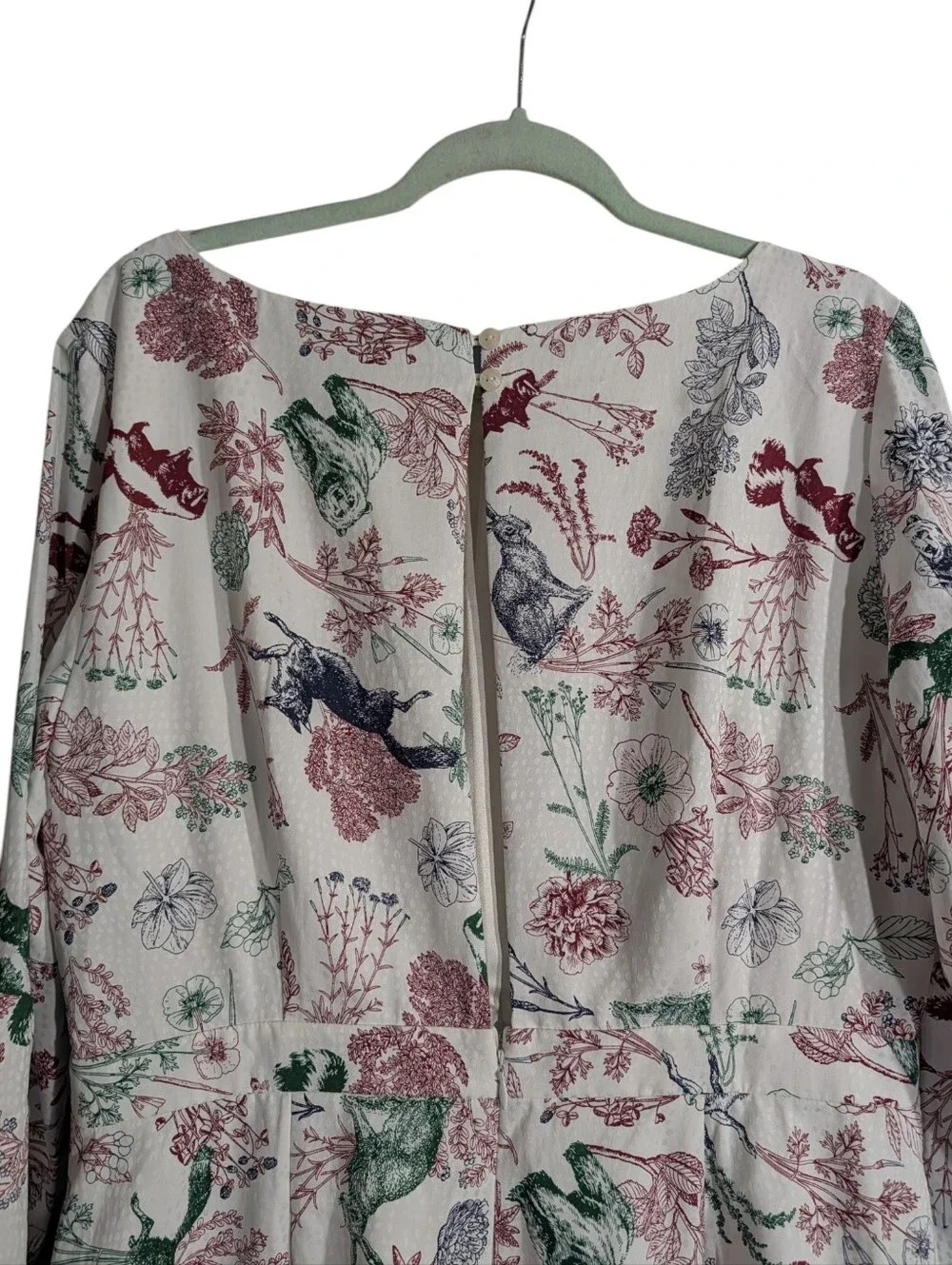 ModCloth Woodland Animal Botanical Fit & Flare Midi Dress XL Long Sleeve Lined - Picture 8 of 11